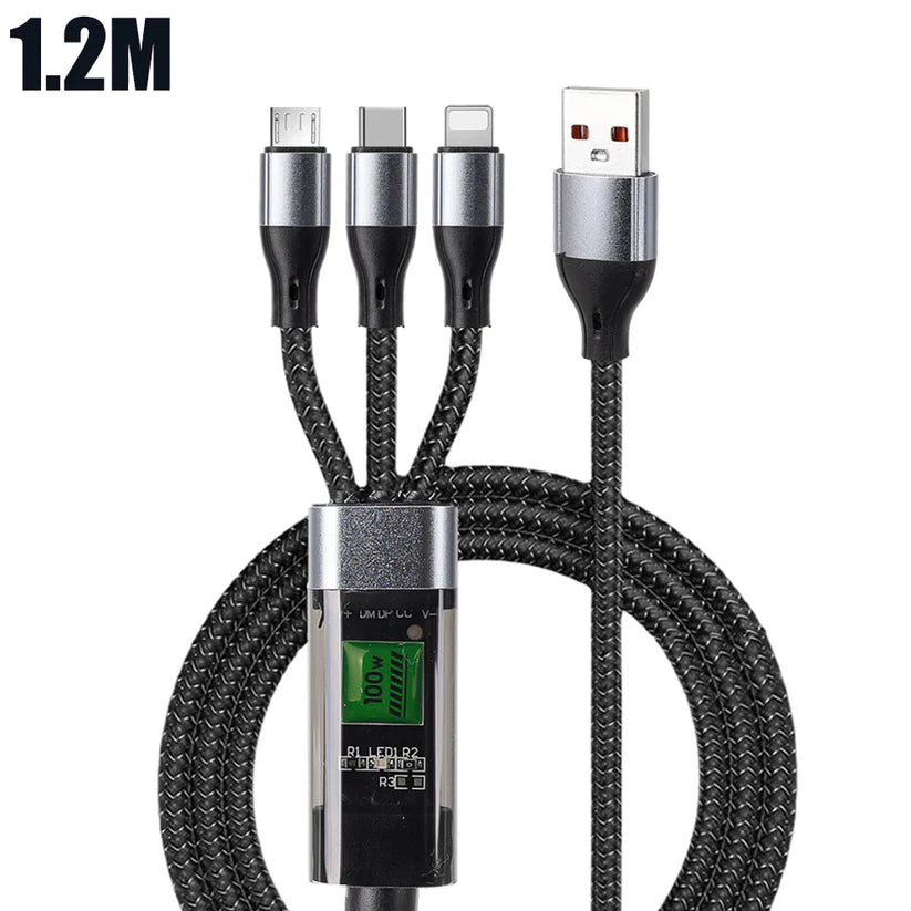 100W 3-in-1 Charging Cable